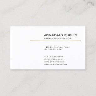 Carte De Visite Plaine simple moderne élégante de blanc et d'or