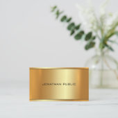 Carte De Visite Plaine supérieure moderne professionnelle d'or (Debout devant)