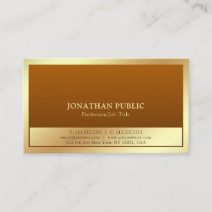Carte De Visite Plaine tendance Professionnel Moderne Élégant Or