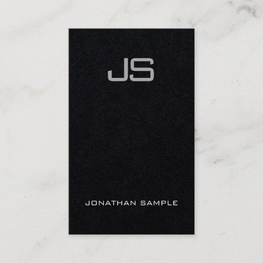 Carte De Visite Plaine verticale de monogramme avec du charme noir (Devant)