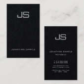 Carte De Visite Plaine verticale de monogramme avec du charme noir (Devant / Derrière)