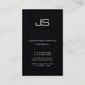 Carte De Visite Plaine verticale de monogramme avec du charme noir (Dos)