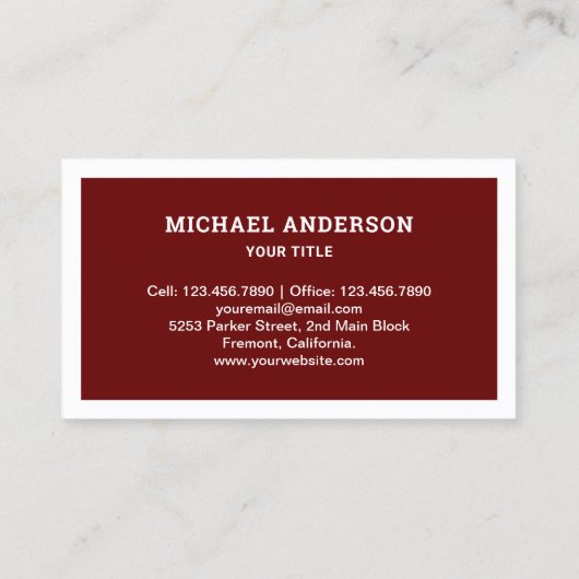 Carte De Visite Plan à main rouge et blanc (Dos)