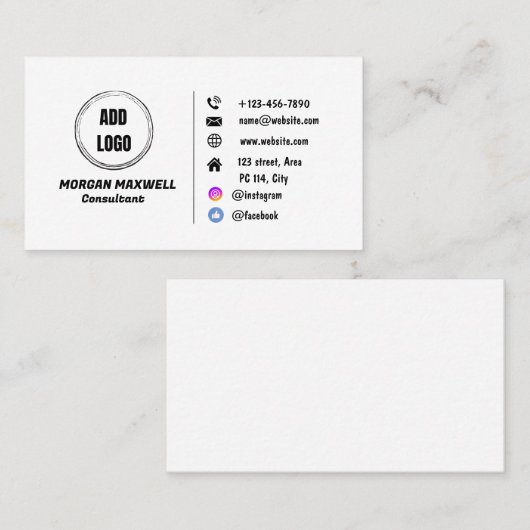 Carte De Visite Plan blanc (Devant / Derrière)