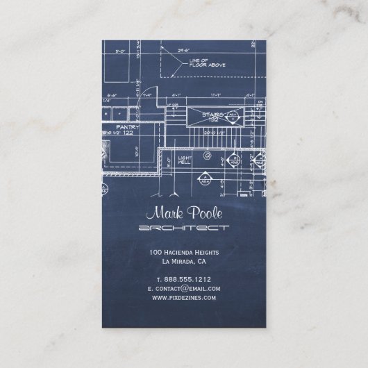 Carte De Visite Plan d'architecte de tableau noir PixDezines (Dos)