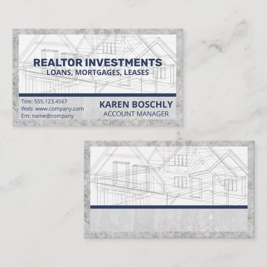 Carte De Visite Plan d'architecture | Immeuble (Devant / Derrière)