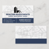 Carte De Visite Plan d'architecture | Logo de propriété (Devant / Derrière)