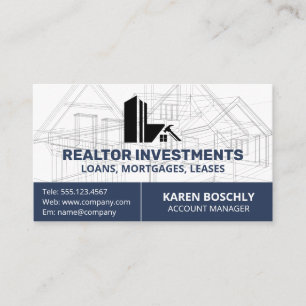 Carte De Visite Plan d'architecture   Logo de propriété