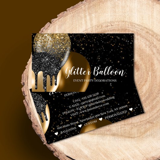 Carte De Visite Plan d'événement de décoration de la partie noire