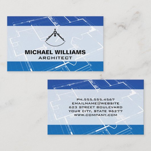 Carte De Visite Plan directeur | Architect Compass Tool (Devant / Derrière)