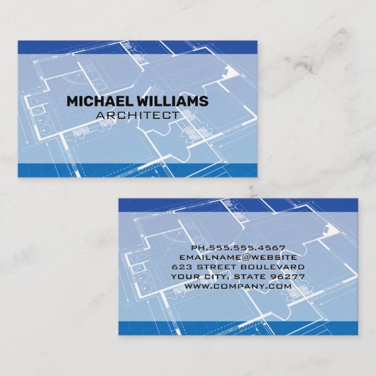 Carte De Visite Plan directeur | Architecte (Devant / Derrière)