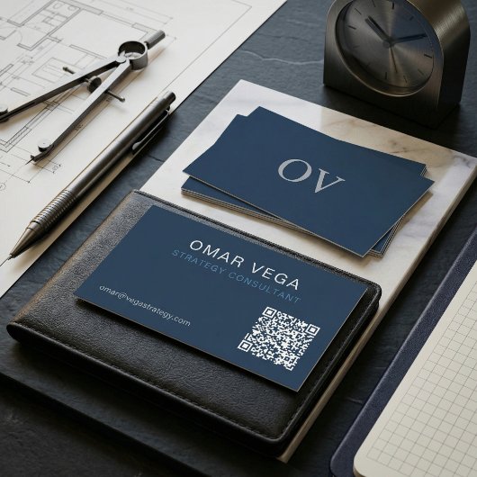 Carte De Visite Plan directeur Grille Minimal Moderne Code QR | Co