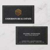 Carte De Visite Plan en cuir | Logo de l'immobilier Gold (Devant / Derrière)