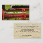 Carte De Visite Plan rapproché rouge et vert de moissonneuse de (Devant / Derrière)
