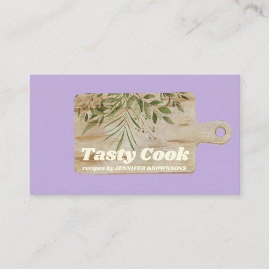 Carte De Visite Planche à découper Cuisine rustique violet (Devant)