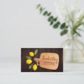 Carte De Visite Planche à découper rustique Citrus Script (Debout devant)