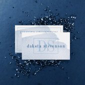 Carte De Visite Planche de bleu | Monogramme d'aquarelle Azure cla