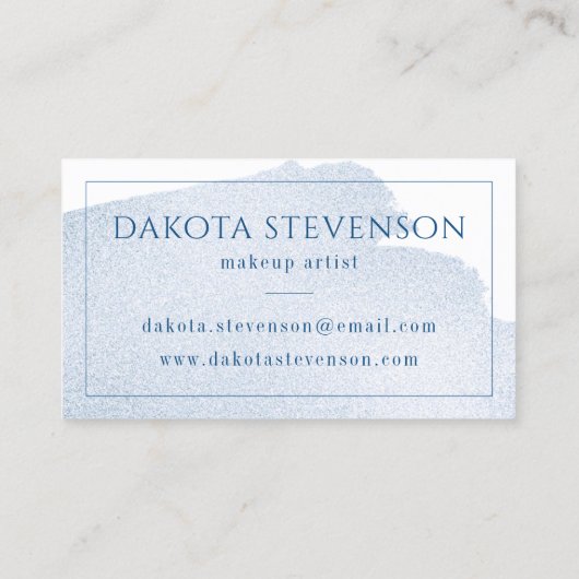 Carte De Visite Planche de bleu | Monogramme d'aquarelle Azure cla (Dos)