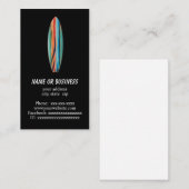 Carte De Visite Planche de surf simple en noir (Devant / Derrière)
