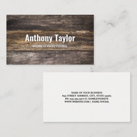 Carte De Visite Planche en bois (Devant / Derrière)