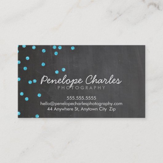 Carte De Visite PLANCHE MODERNE aqua bleu parties scintillant conf (Devant)