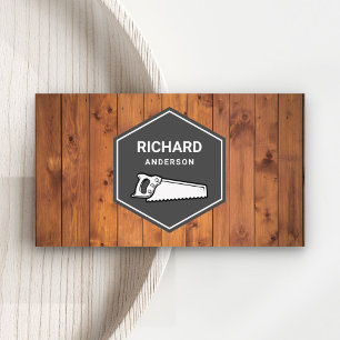 Carte De Visite Plancher en bois rustique Charpentier en bois sur 
