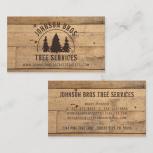 Carte De Visite Planches de bois d'arbres rustiques