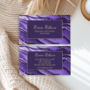 Carte De Visite Planificateur de Mariage Élégant Violet Paillettes