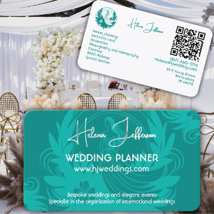 Carte De Visite Planificateur de mariage Logo Motif Téâl Doux Mode