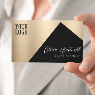 Carte De Visite Planificateur d'événements Black & Gold de luxe