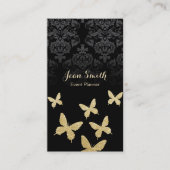 Carte De Visite Planificateur d'événements Élégants papillons or s (Devant)