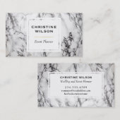 Carte De Visite planificateur d'événements en marbre noir et blanc (Devant / Derrière)
