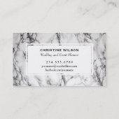 Carte De Visite planificateur d'événements en marbre noir et blanc (Dos)