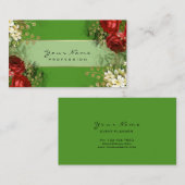 Carte De Visite Planificateur d'événements Floral Rouge Roses Vert (Devant / Derrière)