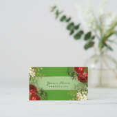 Carte De Visite Planificateur d'événements Floral Rouge Roses Vert (Debout devant)