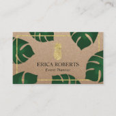 Carte De Visite Planificateur d'événements Gold Ananas Rustic Kraf (Devant)