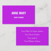 Carte De Visite Planificateur d'événements Hot Pink Purple White M (Devant / Derrière)