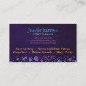 Carte De Visite Planificateur d'événements pour enfants - Esquisse (Dos)