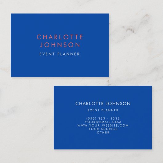 Carte De Visite Planificateur d'événements professionnel Cobalt Bl (Devant / Derrière)