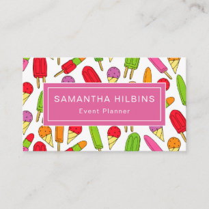 Carte De Visite Planificateur d'événements rose Motif Cute Popsi