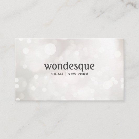 Carte De Visite Planificateur d'évènements Silver White Bokeh Part (Devant)