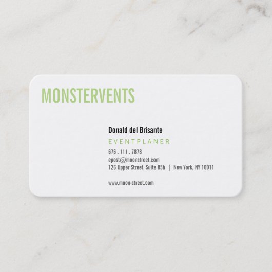 Carte De Visite Planificateur d'événements simple (Devant)