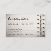 Carte De Visite Planificateur d'événements Simple Carnet Professio (Dos)