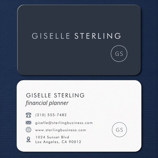 Carte De Visite Planificateur financier bleu marine professionnel