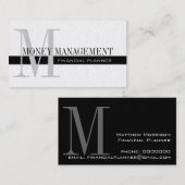 Carte De Visite Planificateur financier professionnel Silver Black (Devant / Derrière)