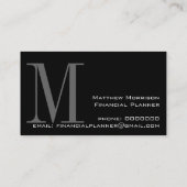 Carte De Visite Planificateur financier professionnel Silver Black (Dos)