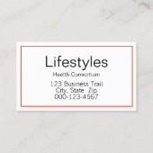 Carte De Visite Planificateur professionnel du mode de vie nutriti (Dos)