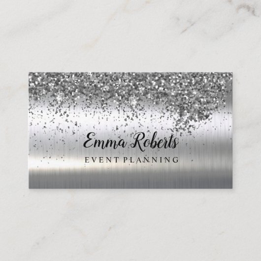 Carte De Visite Planification des événements Silver Sparkling (Devant)
