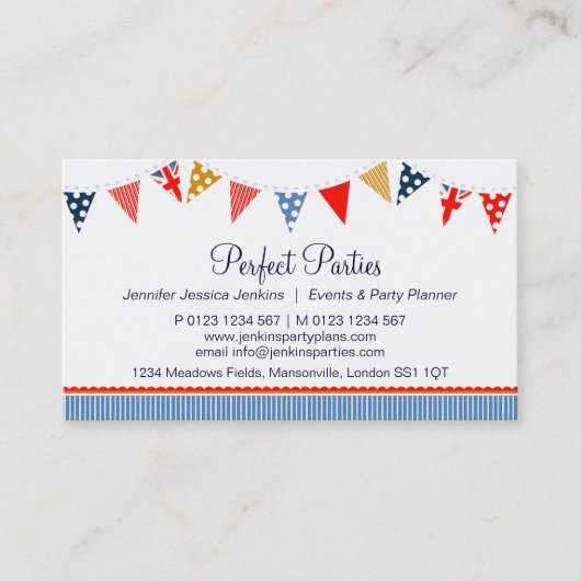 Carte De Visite Planification d'événement de fête avec drapeaux ca (Devant)