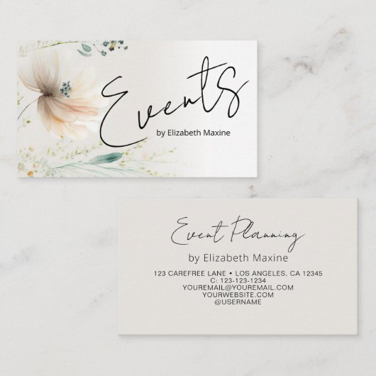 Carte De Visite Planification d'événements Boho moderne (Devant / Derrière)